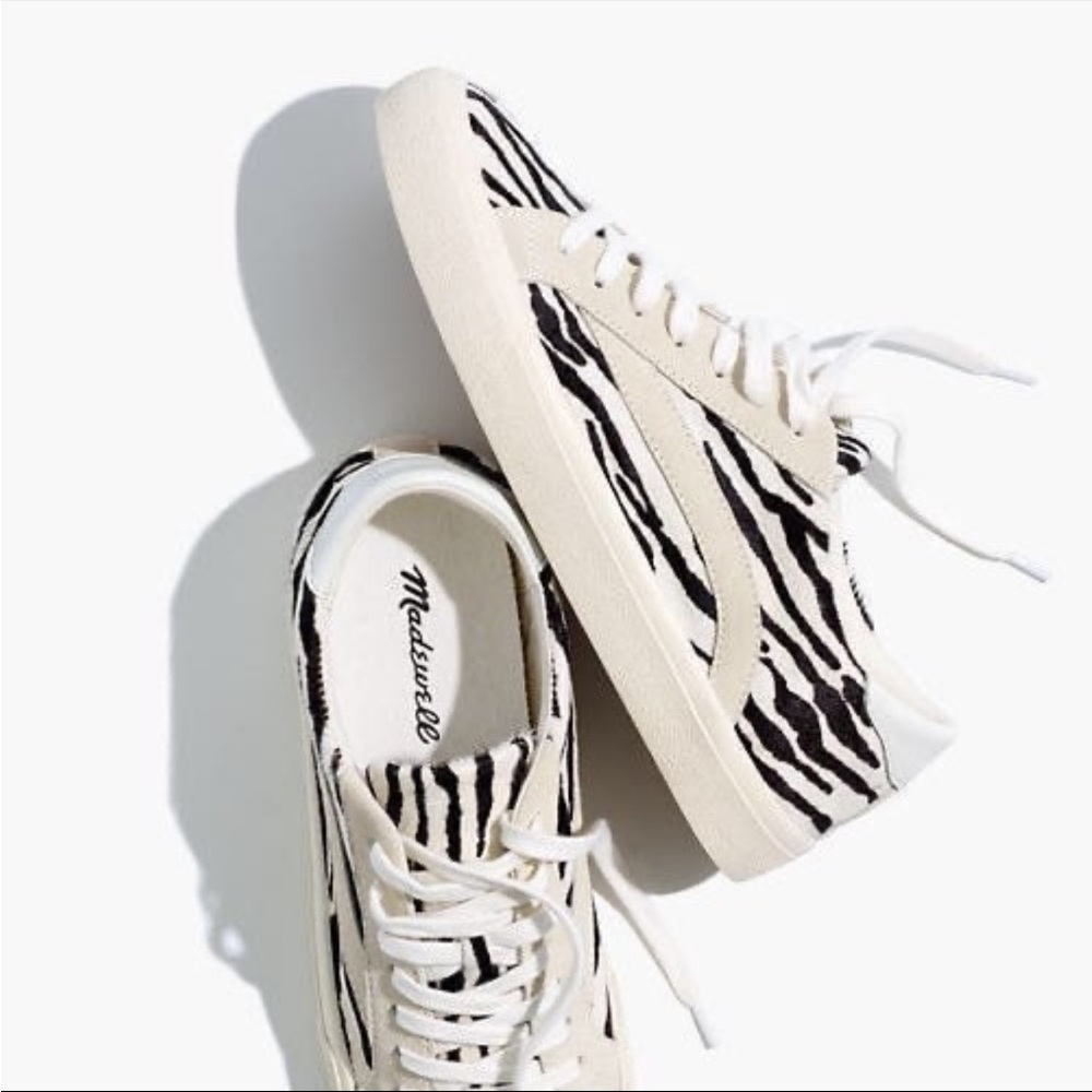 Madewell Sidewalk Low-Top in Zebra Calf Hair